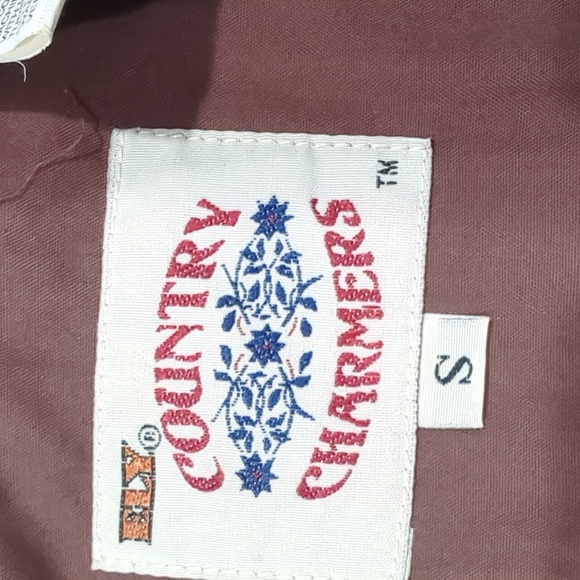 Ely Charmers Vintage Country Western Brown, Cream w/ pink piping snap downSize S - Picture 10 of 11